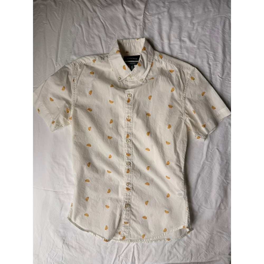 Bonobos Mens XS Tailored Slim Fit Short Sleeve Taco Print Button Down Shirt